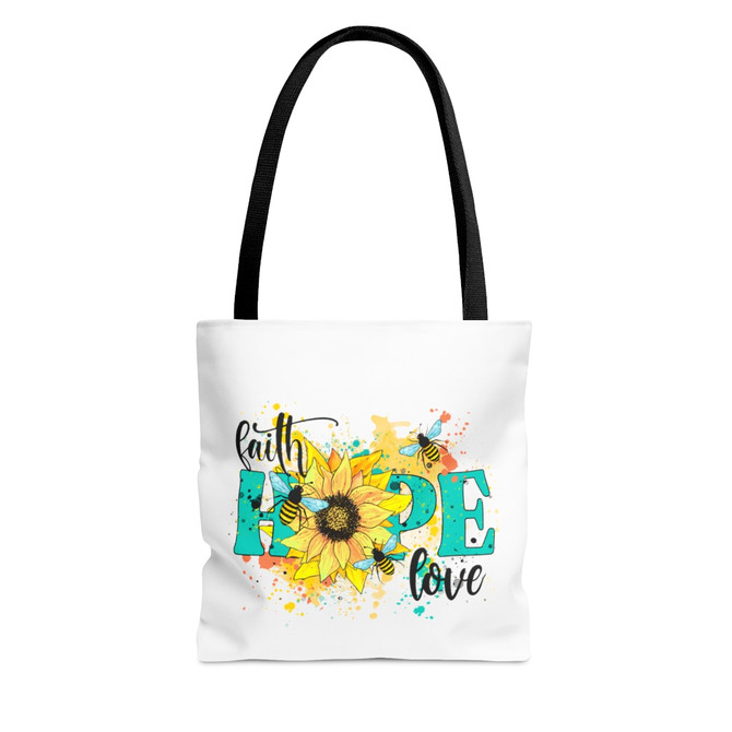 Tote Bag (AOP), Faith hope and love bag