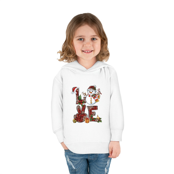 Toddler Pullover Fleece Hoodie, Love and peace, Christmas fleece hoodie