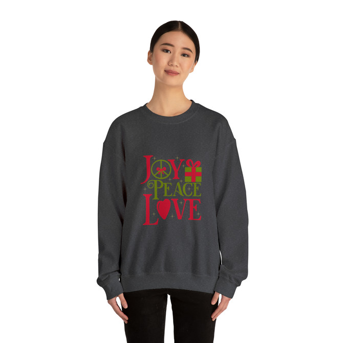 Unisex Heavy Blend™ Crewneck Sweatshirt, Joy, Peace, Love, Sweatshirt, gift for her, Christmas gift