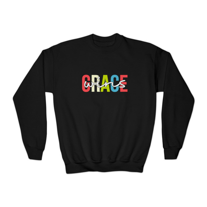 Youth Crewneck Sweatshirt, Grace Wins Sweatshirt