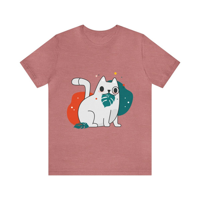 Unisex Jersey Short Sleeve Tee, Cat eating design, Pet Lover gift