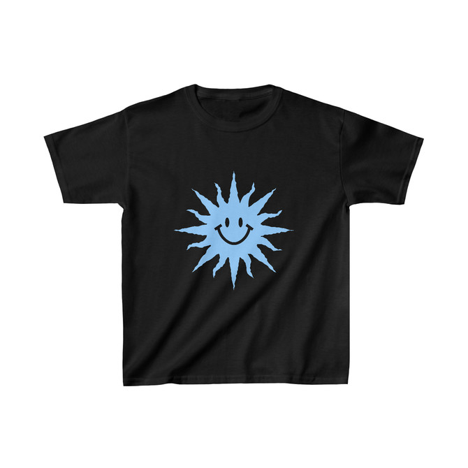 Kids Heavy Cotton™ Tee, blue happy sun design