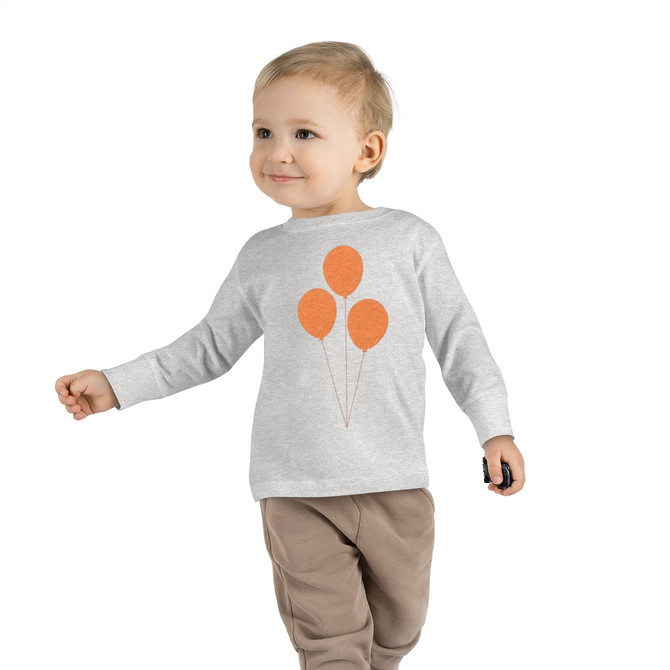 Toddler Long Sleeve Tee, Orange balloon design T-shirt