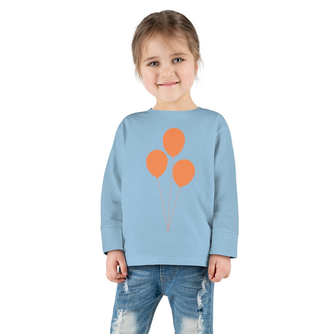 Toddler Long Sleeve Tee, Orange balloon design T-shirt