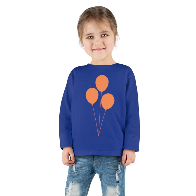 Toddler Long Sleeve Tee, Orange balloon design T-shirt