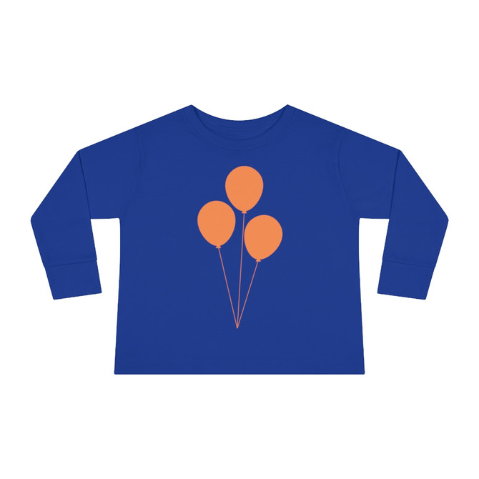 Toddler Long Sleeve Tee, Orange balloon design T-shirt