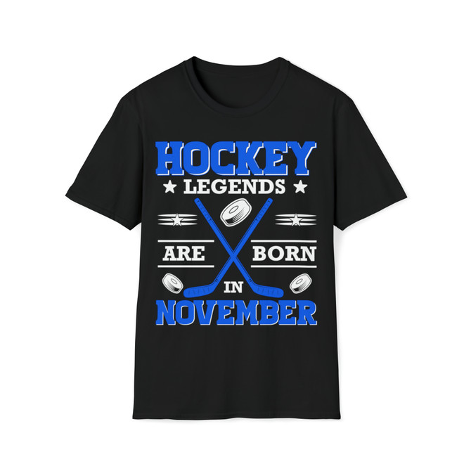 Unisex Softstyle T-Shirt, Hockey Legends born in November, Birthday gift