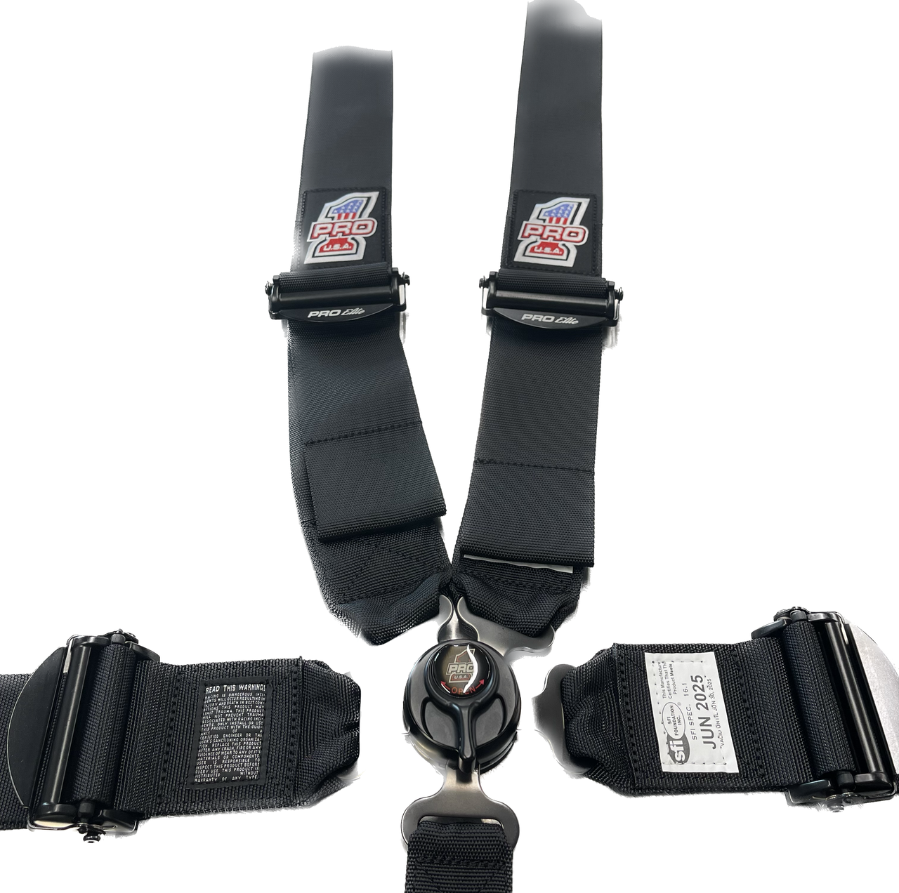 Pro Elite Cam Lock Safety Harness Seat Belts - 5pt Black