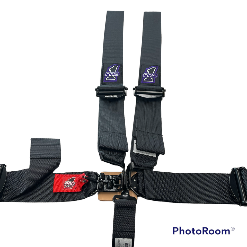 Pro Elite Latch Link Safety Harness Seat Belts 5pt Black