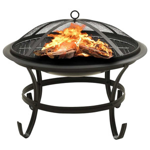 2-in-1 Fire Pit and BBQ with Poker 22"x22"x19.3" Steel A949-313350 2-in-1 Fire Pit and BBQ with Poker 22"x22"x19.3" Steel A949-313350
