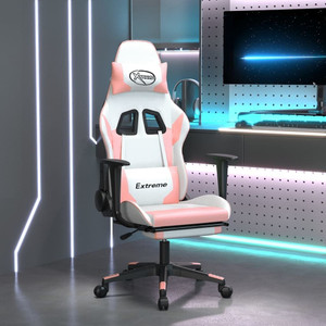 Gaming Chair White and Pink Faux leather, Metal, Plywood Adjustable A949-3143708 Gaming Chair White and Pink Faux leather, Metal, Plywood Adjustable A949-3143708