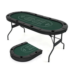 72 Inch Foldable Poker Table for 8 Players Portable Oval Card Board Game Table-Green - Color: Green D681-NP11878GN 72 Inch Foldable Poker Table for 8 Players Portable Oval Card Board Game Table-Green - Color: Green D681-NP11878GN