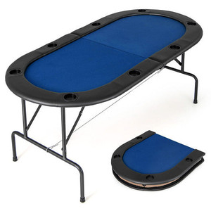 8 Players Texas Holdem Foldable Poker Table-Blue - Color: Blue D681-UY10159BL 8 Players Texas Holdem Foldable Poker Table-Blue - Color: Blue D681-UY10159BL
