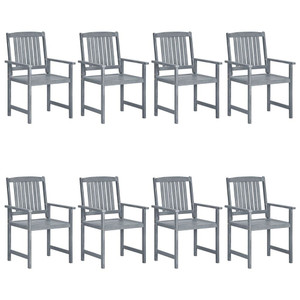 Garden Chair Set of 8 Grey Solid Acacia wood Medium Durable A949-3078206 Garden Chair Set of 8 Grey Solid Acacia wood Medium Durable A949-3078206