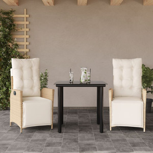 Garden Dining Set Beige table, beige and black chairs A949-3213441 Garden Dining Set Beige table, beige and black chairs A949-3213441