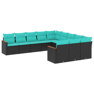 Patio Sofa Set Black PE rattan, powder-coated steel 11 Piece Set A949-3226428 Patio Sofa Set Black PE rattan, powder-coated steel 11 Piece Set A949-3226428