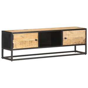 TV Stand with Carved Door 51.2"x11.8"x15.7" Rough Mango Wood A949-320943 TV Stand with Carved Door 51.2"x11.8"x15.7" Rough Mango Wood A949-320943
