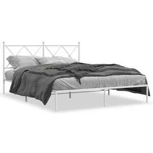 Bed Frame White Powder-Coated Steel King Size Modern Bed Frame A949-376553 Bed Frame White Powder-Coated Steel King Size Modern Bed Frame A949-376553