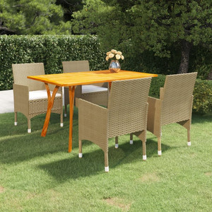 Dining Set Beige, Cream Acacia Wood, PE Rattan, Polyester Standard A949-3072113 Dining Set Beige, Cream Acacia Wood, PE Rattan, Polyester Standard A949-3072113