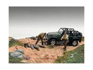 "4X4 Mechanics" 2 Piece Diecast Figure Set 2 for 1/43 Scale Models by American Diorama F977-AD43002 "4X4 Mechanics" 2 Piece Diecast Figure Set 2 for 1/43 Scale Models by American Diorama F977-AD43002