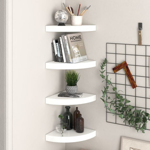 Corner Shelf Set of 4 High gloss white Honeycomb MDF, metal Small A949-323888 Corner Shelf Set of 4 High gloss white Honeycomb MDF, metal Small A949-323888