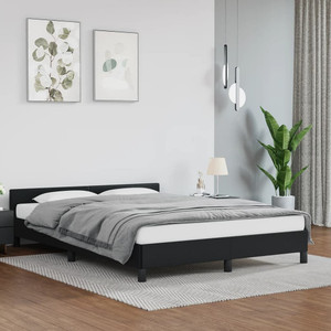 Bed Frame With Headboard Black Faux leather, plywood, engineered wood A949-347531 Bed Frame With Headboard Black Faux leather, plywood, engineered wood A949-347531