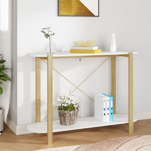 Console Table White Engineered wood, Solid pine wood A949-345690 Console Table White Engineered wood, Solid pine wood A949-345690