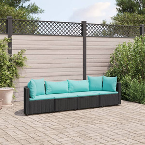 Patio Sofa Set Set of 4 Black PE Rattan Medium Adjustable Feet A949-3308460 Patio Sofa Set Set of 4 Black PE Rattan Medium Adjustable Feet A949-3308460