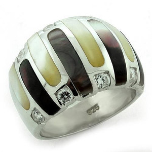 LOAS1167 - High-Polished 925 Sterling Silver Ring with Precious Stone Conch in Multi Color A874-LOAS1167 LOAS1167 - High-Polished 925 Sterling Silver Ring with Precious Stone Conch in Multi Color A874-LOAS1167