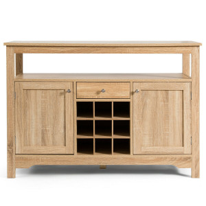 Server Buffet Sideboard With Wine Rack and Open Shelf-Natural - Color: Natural D681-HW63250NA Server Buffet Sideboard With Wine Rack and Open Shelf-Natural - Color: Natural D681-HW63250NA