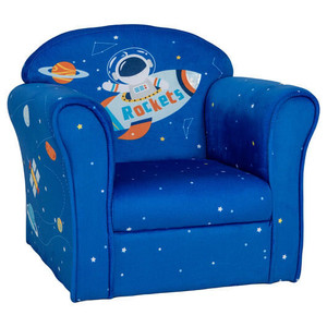 Toddler Upholstered Armchair with Solid Wooden Frame and High-density Sponge Filling-Blue - Color: D681-HY10199 Toddler Upholstered Armchair with Solid Wooden Frame and High-density Sponge Filling-Blue - Color: D681-HY10199