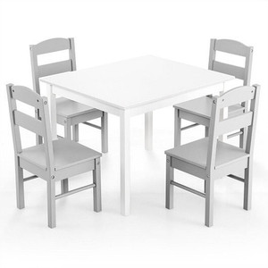 Kids 5 Pieces Table and Chair Set Wooden Children Activity Playroom Furniture Gift-White - Color: W D681-HY10046HS Kids 5 Pieces Table and Chair Set Wooden Children Activity Playroom Furniture Gift-White - Color: W D681-HY10046HS