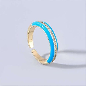 Wholesale Jewelry Candy Color Rhinestone Inlaid Design Women Open-end Costume Ring - Blue A392-fari0939 Wholesale Jewelry Candy Color Rhinestone Inlaid Design Women Open-end Costume Ring - Blue A392-fari0939