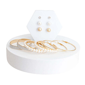Gold 6PC Stud and Hoop Earring Set T226-9485689028927 Gold 6PC Stud and Hoop Earring Set T226-9485689028927