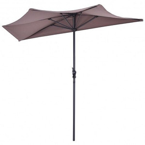 9' Half Round Patio Umbrella Sunshade without Weight Base - Color: Tan - Size: 9 ft D681-OP2954CF 9' Half Round Patio Umbrella Sunshade without Weight Base - Color: Tan - Size: 9 ft D681-OP2954CF