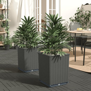 Planter Set of 2 Black Polypropylene 11.8x11.8x14.6 in. A949-364182 Planter Set of 2 Black Polypropylene 11.8x11.8x14.6 in. A949-364182