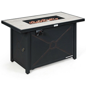 42 Inch 60000 BTU Propane Fire Pit Table with Ceramic Tabletop - Color: Black D681-OP70369 42 Inch 60000 BTU Propane Fire Pit Table with Ceramic Tabletop - Color: Black D681-OP70369