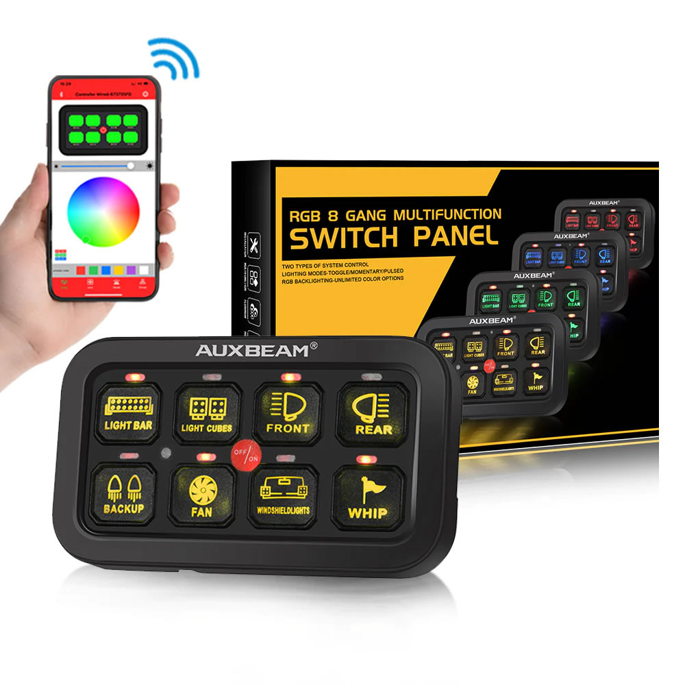 AuxBeam RGB Light Controller Box w/Bluetooth App Kit | 8 Gang