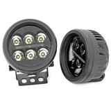 Rough Country Black Series Round LED Light - 3.5 Inch w/ Amber DRL | Set of 2