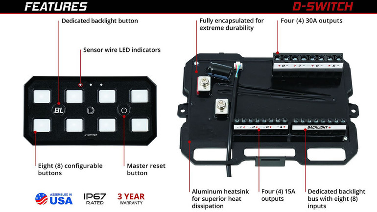 Diode Dynamics D-Switch 8-Channel Switch Panel