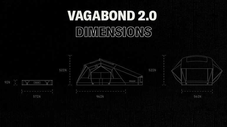 ROAM Adventure Co. Vagabond 2.0 Rooftop Tent | 2-3 Person | BLACK