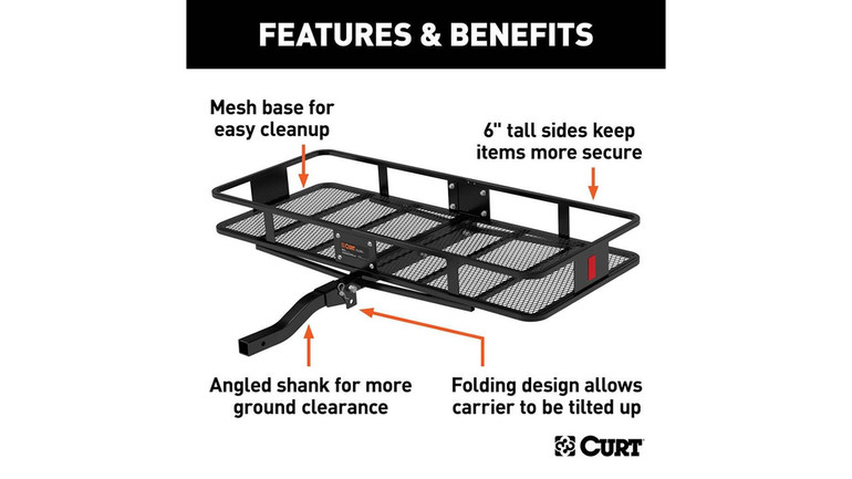 CURT Steel FOLDING Hitch Cargo Basket - for 2" Hitch | 60 x 24