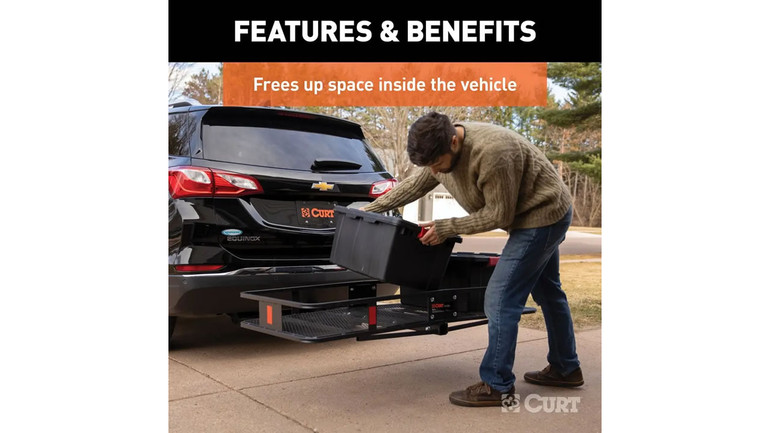 CURT Steel FOLDING Hitch Cargo Basket - for 2" Hitch | 60 x 24