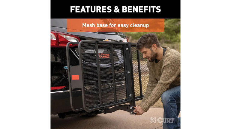 CURT Steel FOLDING Hitch Cargo Basket - for 2" Hitch | 60 x 24