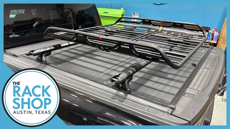 2021-2026 Ford F-150 Yakima SkyLine HD Bar Bed Rack + OffGrid L Basket for RollNLock XT/Retrax XR Cover