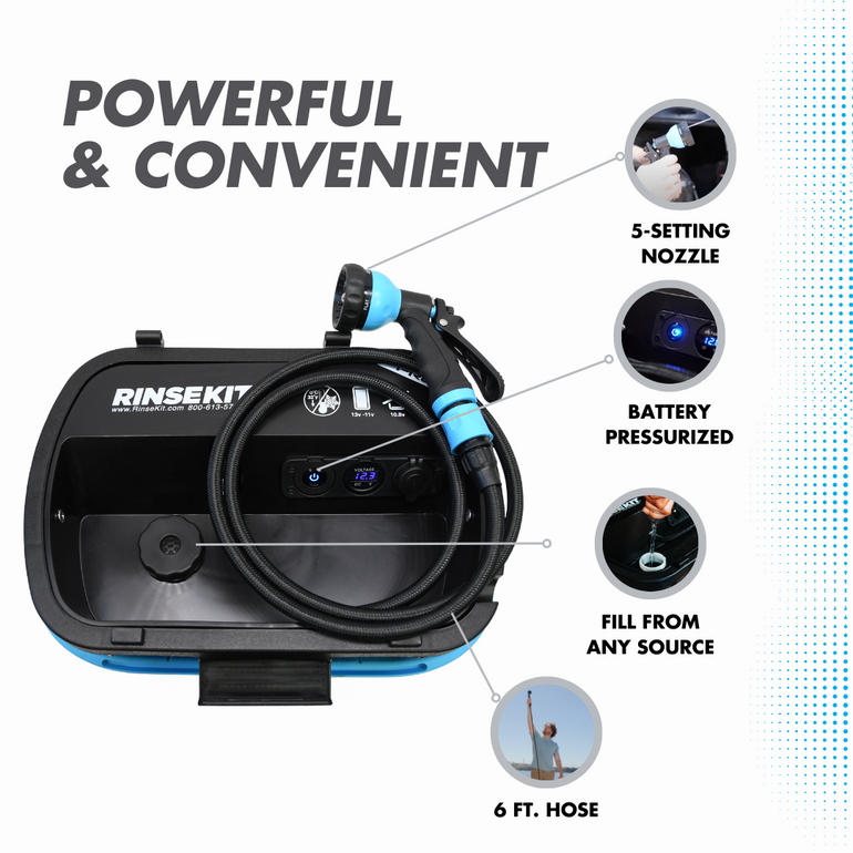 RinseKit PRO 3.5 Gallon Battery Powered Portable Shower