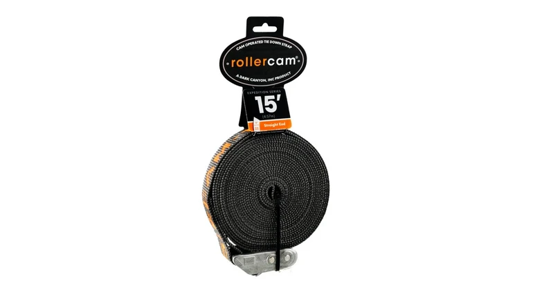Rollercam Straight-End Tie-Down Strap – 1-Inch Webbing | Expedition Grey | Single | SELECT LENGTH