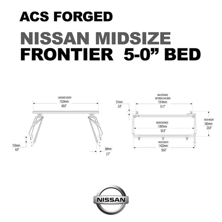 Nissan Frontier - 5ft Bed | Leitner ACS FORGED Bed Rack | 2005-2021