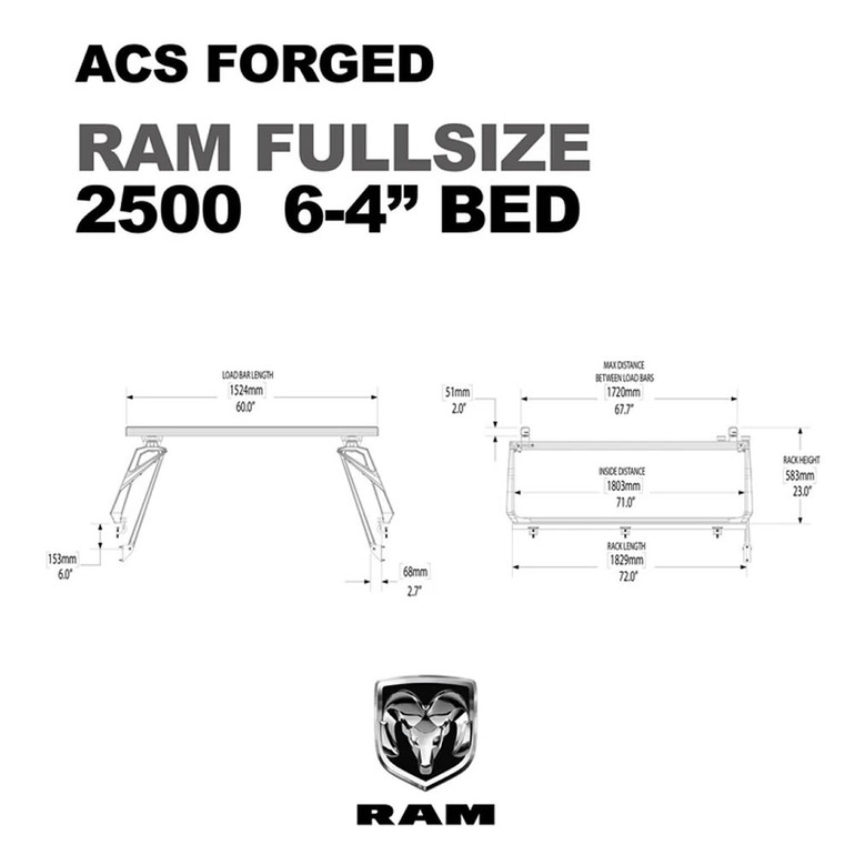 RAM 2500 - 6ft-4in Bed | Leitner ACS FORGED Bed Rack | 2009-2021