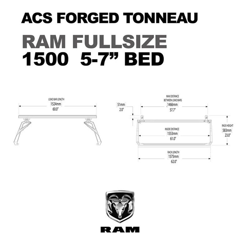 RAM 1500 - 5'7" Bed | Leitner ACS FORGED TONNEAU Bed Rack | 2019-2021